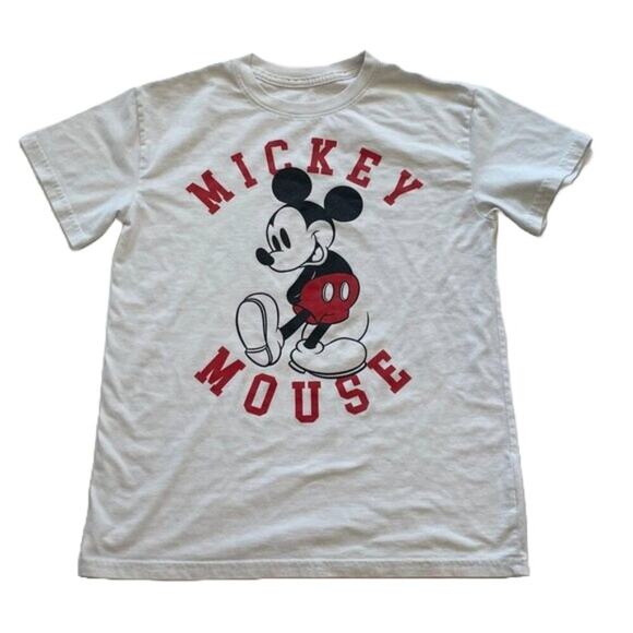 Disney Tops - Disney Classic Unisex Cotton Blend Mickey Mouse Short Sleeve White T-Shirt, XS